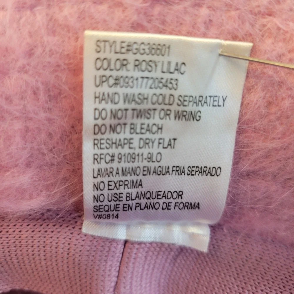 Angora Rabbit Fur Bucket Hat Blend Fuzzy Rosy Lilac Bow Accent Y2K Streetwear